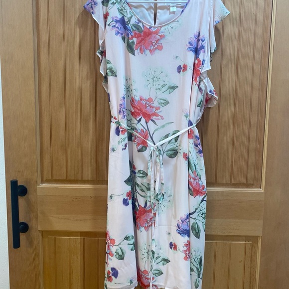 Motherhood Floral Party Dress - Pink, Purple, Green - Picture 4 of 5